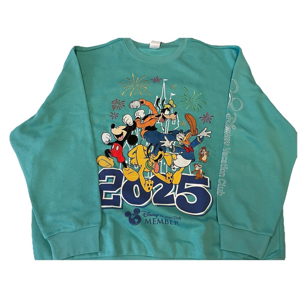 Disney Vacation Club Member 2025 Mickey &‎ Friends XL Turquoise Sweatshirt [NWT]